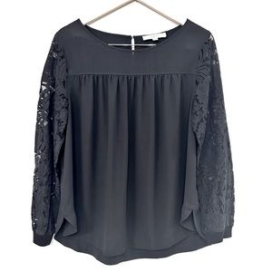 Loft Lace Sleeve Detailed Blouse Black Size L